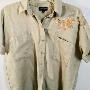 Embroidered Top Shop button up top